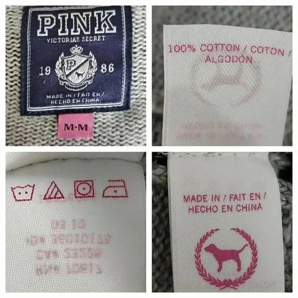 Victoria’s Secret PINK Leopard Boyfriend Cardigan Women M Gray Long Cotton - Picture 12 of 12